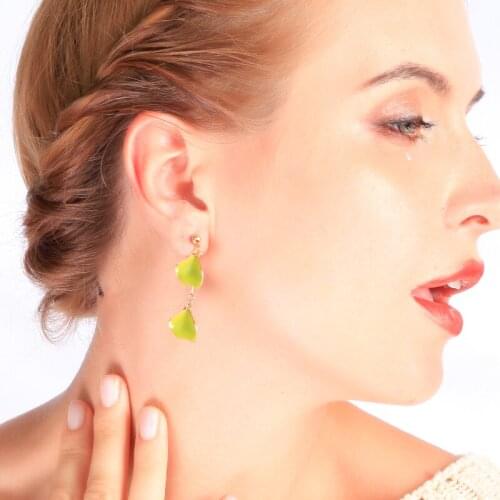 Simple Design Ethnic Drop Earring For Women Multi-color Enamel Fern leaf Earring Handmade Wholesale Wedding Gift Jewelry