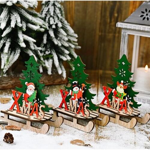 Christmas Santa Claus Wooden Pendant Xmas Tree Ornaments Desktop decor New Year 2022 Christmas Decorations for Home Navidad 2021