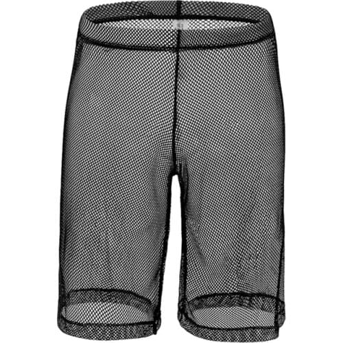 Sexy Gay Underwear Men Transparent Mesh Boxers Shorts Man Solid Breathable U Convex Pouch Long Leg Underpants Cueca calzoncillo