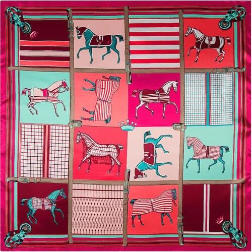 New Design Plaid Carriage Silk Scarf For Ladies Striped Hijab Shawl Brand Scarf Foulard Square Head Scarves Wraps For Women