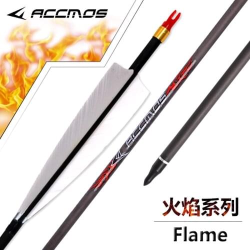 6/12pcs Real Feather Carbon Arrow ID 6.2mm Spine 300 340 400 500 600 700 800 white 5 Inches Turkey Feather For Traditional / Co