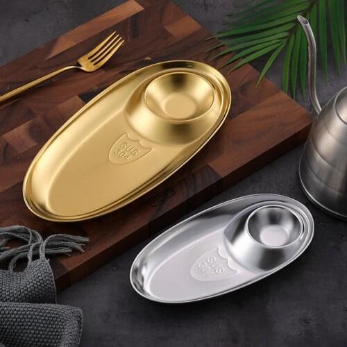 Nordic Style Snack Plate Easy Clean Anti-deformation Stainless Steel Food Tray Dessert Dish Nut Fruit Cake Tray for Hotel