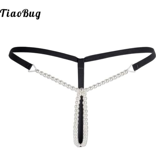 TiaoBug Women Lingerie Pearls Bikini Massage G-String Thongs Low-Rise Underwear