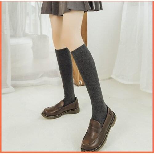 Japanese New Style for Autumn and Winter Ms. Solid Color Calf Socks Candy-Colored Cotton Anti-Pilling Extension Socks