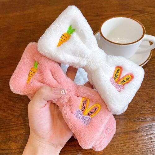 Women Girls Candy Soft Lamb Wool Wash Face Bow Hair Bands Lady Sweet Headbands Headwear Female Fashion Turban Hair Accessories