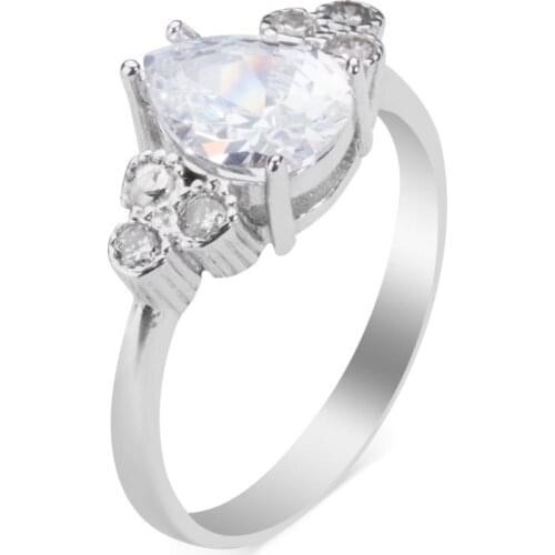 Drop Model White Zircon Gemstone Ring Women Dainty Silver Ring High Quality Fashionable Solid 925 Sterling Silver