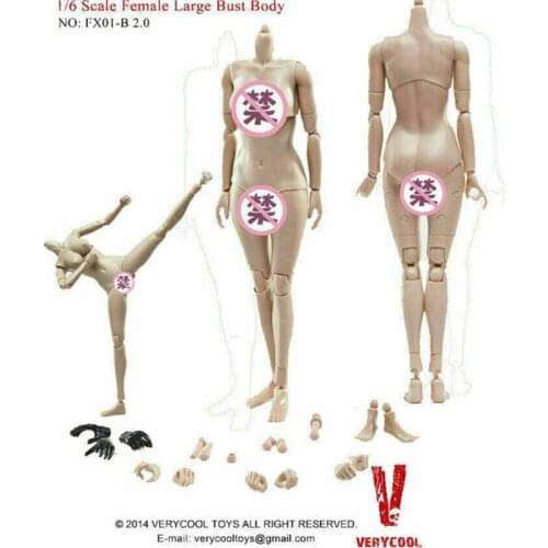 1:6 Scale VERYCOOL Suntan Skin Large Breast Body FX01B 12'' Female Action Figure Toy Model In Stock