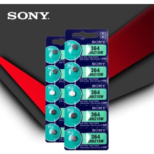 10pc Sony 100% Original 364 SR621SW V364 SR60 SR621 AG1 Watch Battery Button Coin Cell MADE IN JAPAN