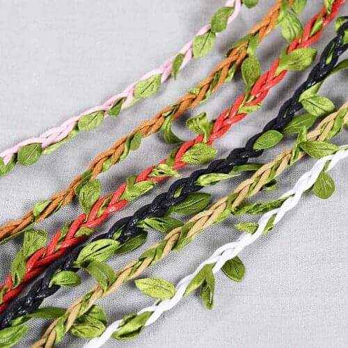 10 yard Simulation Leaves Weaving Hemp Rope DIY Wedding Birthday Wedding Decoration Rattan Gift Bouquet Packaging Rope