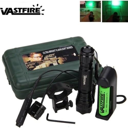 5000Lm XM-L Q5 LED Tactical hunting Light Violet/Green Weapon Flashlight+Rifle Scope Mount+Pressure Switch+18650+Charge+Box gift