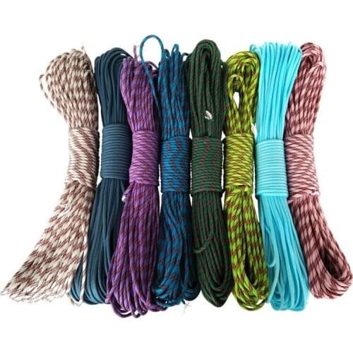 20 pcs/lot 100FT 550 Paracord Parachute Cord Lanyard Tent Rope Mil Spec Type III 7 Strand For Hiking Camping Fast Shipping
