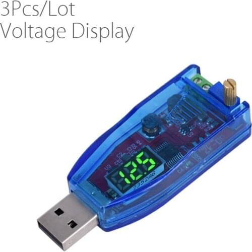 3pcs/lot Red Green Light 5V to 12V 24V Voltage Display USB Boost Module 1-24V Adjustable 3W Desktop Power Supply