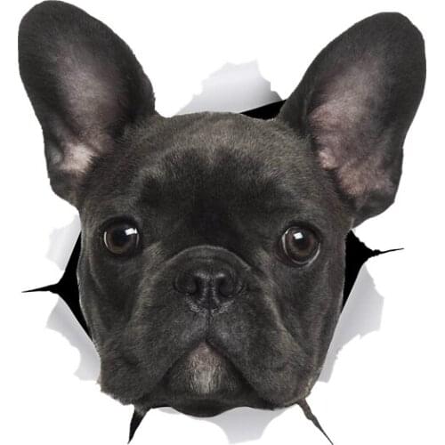 3D Black French Bulldog Sticker Dog Car Sticker Decal for Wall Car Toilet Room Luggage Skateboard Laptop 15cm*15cm