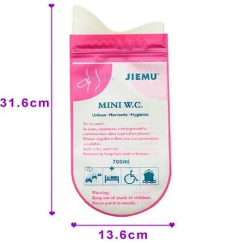 Pink Child Unisex Disposable 700CC Portable Urine Bag Bags Outdoor Travel Emergency Mini Toilet For Men Women 40pcs=10 box