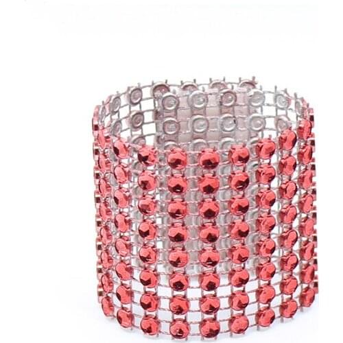500 Pcs\lot Napkin Rings Eco-Friendly Plastic Rhinestone Mesh Red Napkin Ring Holder For Hotel Home Table Wedding Decoration