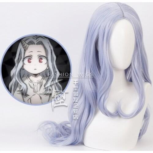 Anime Game My Hero Academia Light Blue Long Wavy Wig Cosplay Halloween Costume Party Wigs