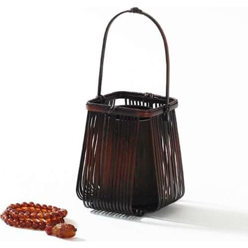 Chinese Style Handmade Bamboo Woven Flower Flower Container Flower Basket Bottle Tea Art Arrangement Space Tea Mat Tea Table