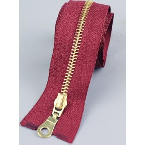 Free shipping 5pcs/lot high quality 5# metal zipper clothes bag golden teeth zipper 70cm 80cm bordeaux color zipper