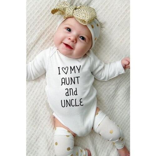 I Love My Aunt and My Uncle Newborn Baby Clothes Autumn Bodysuit Bodysuit Cotton White Kids Jumpsuits Baby Boy Girl Clothes