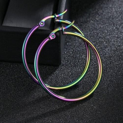 33mm Exaggerate Big Smooth Circle Hoop Earrings Brincos Simple Party Colorful Round Loop Earrings for Women Jewelry