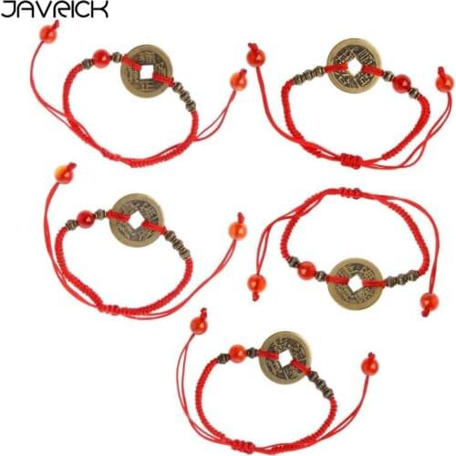 Feng Shui I Ching Ancient Coin Kabbalah Red String Attarct Luck Wealth Bracelets