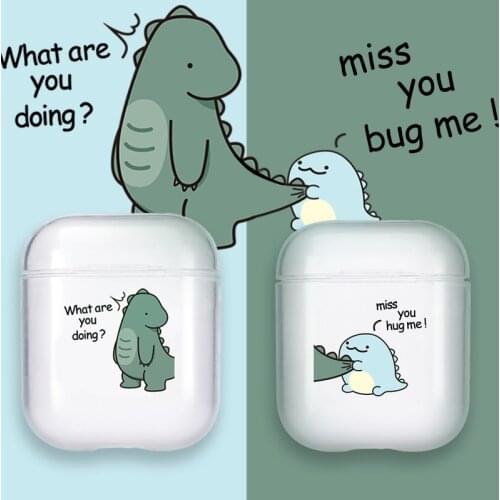 For Airpods Case Cute Cartoon Dinosaur Couple Airpod Case TPU Cover Compatible with AirPods 1/2 Wireless Charging Case Cute