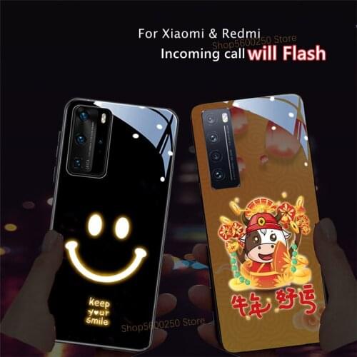 For Xiaomi Redmi Note 9 8 9S 8T 10X 7 6 Pro 6A 7A 9A K30 Mi A3 9T 10 Lite Smart Sound Control LED Flash Phone Cover Case Coque