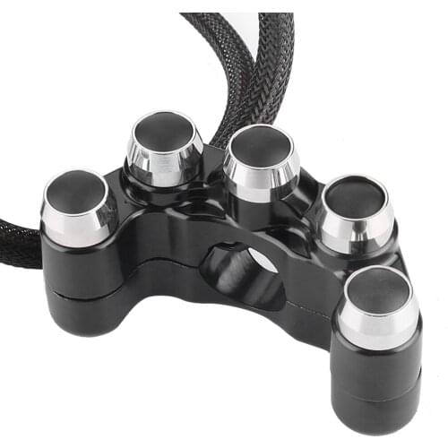 CNC Aluminium Handlebar Switch ON/OFF Automatic Return 5 Button Universal For Motorcycles With 7/8 Inch 22mm Diameter Handlebar