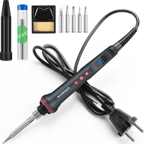 Electric Soldering Iron Set 90W 110V 220V Adjustable Temperature Soldering Iron With 4 Wire Core 5 Tips Welding Tools