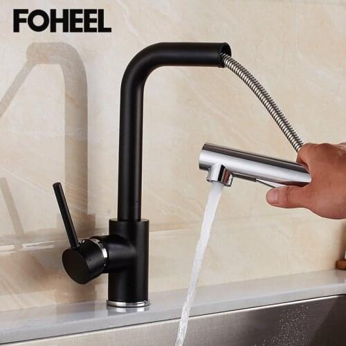 FOHEEL Kitchen Faucets Single Handle Pull Out Kitchen Tap Single Hole Handle Swivel 360 Degree Water Mixer Tap Mixer Tap