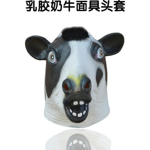 Adult Animal Headgear Multiple Styles Cow Head Latex Rubber Mask Fancy Dress Costume Cow Cosplay Props
