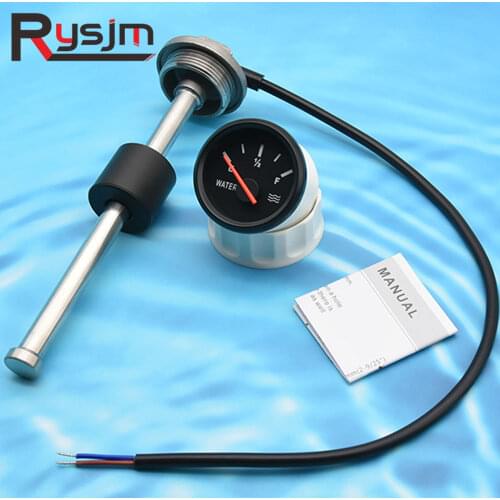 Fuel Water Level Indicator 52mm + Water Level Gauges Sensor For Marine Boat RV 0‑190ohm European Fuel Level Sensor 100mm 200mm