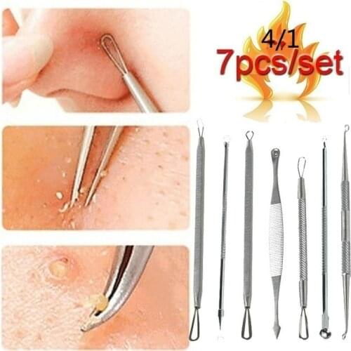 7pcs Blackhead Acne Cleaning Tool Blackhead Needle Acne Needle Beauty Tool Popper Tool Kit (No Box)