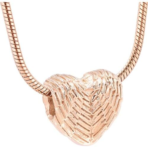 K002 Wholesale Angel Feather Heart Cremation Jewelry for Ashes Pendant Stainless Steel Urn Keepsake Memorial Men Women Necklace