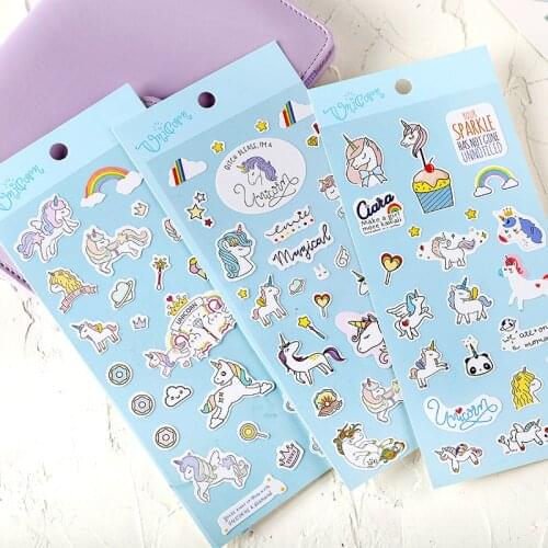Kawaii Cartoon rainbow Unicorn Bullet Journal Decorative Stickers Adhesive Stickers DIY Decoration Diary Stationery Stickers