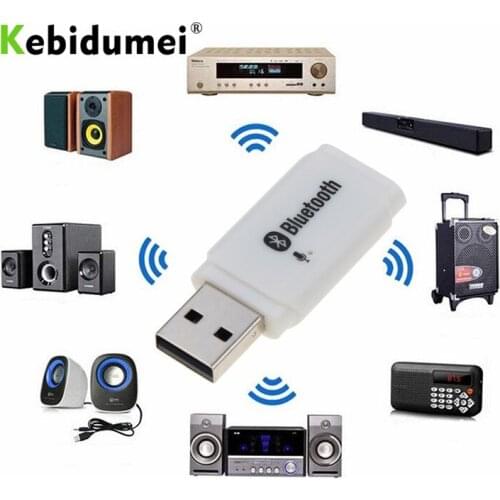 Kebidumei Bluetooth 5.0 USB Receiver Audio Stereo adapter Wireless Handsfree Dongle Kit for Speaker for Car AUX Android/IOS