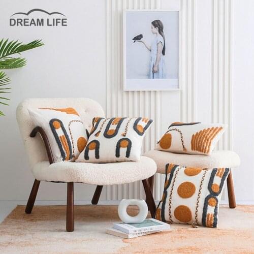 Brown Grey Geometric Embroidery Boho Cushion Cover Tassels Home Decor Pillow Cover 45x45cm /30x5cm Sofa Livingroom PillowCase