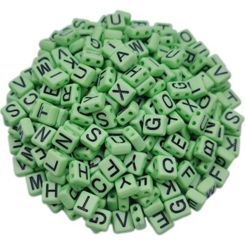 Double Hole Color Black Letter Box Acrylic Bead Flat Letter Cube Loose Spaced Bead Jewelry Making Handmade DIY Bracelet Necklace