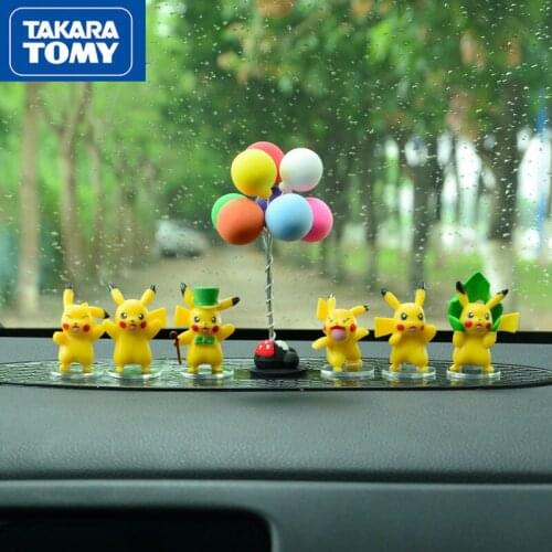 TAKARA TOMY Pokemon Pikachu Doll Car Cartoon Ornaments Creative Car Decoration Supplies Cute Car Decoration