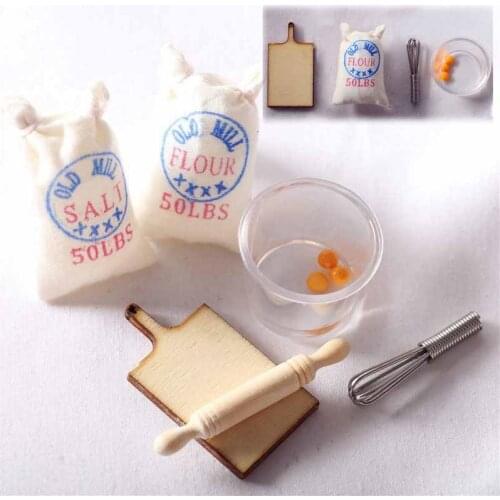 DIY Hut Doll House Mini Food Accessories And Rolling Pin Eggbeater Model Flour Doll House 1Set 1:12 Toy Dollhouse Miniatures