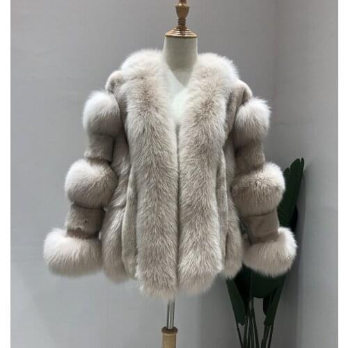 Hot Sell Natural Mink fur splicing fox fur Winter Woman Coats 2019 Genuine Fur Coats Real Mink Fur Coat Plus Size warm