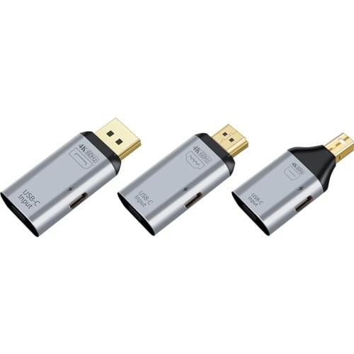 Mini Display Port DP Adapter Type-C Female to HDMI-compatible Male 4K 60Hz Video Converter for Windows Laptop Monitor Projector