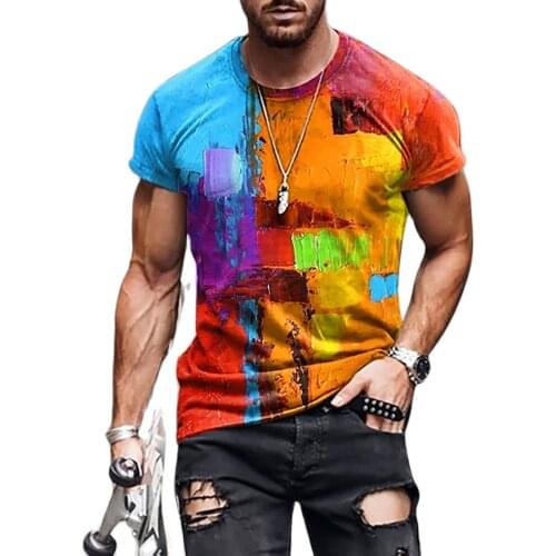 SHUJIN Mens Vintage Oversized Short Sleeve T Shirts 2021 Summer Harajuku Ethnic Style 3D Print O Collared Graphic T-Shirt