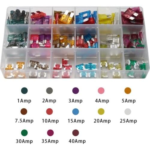 165PC Standard Blade Auto Car Assorted Fuse Assortment Kits Sets 1A-40A With Box Automobile Car Zinc For Small/Medium-size Car