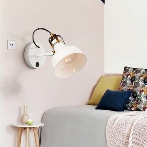 American Country style Loft Industrial wind Wall lamp Simple White Living room Bedside lamp Creative The study Bedroom