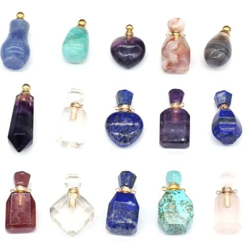 Natural Agates Stone Pendant Charms Perfume Bottle Shape Pendants for Women DIY Jewelry Necklace Making Best Gift