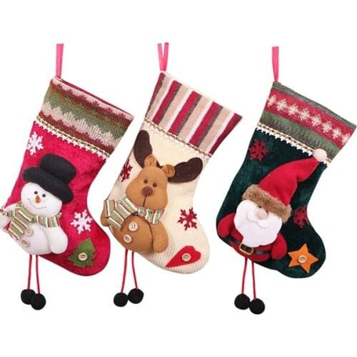 New 3 Pcs Christmas Stockings Santa Claus Reindeer and Snowman for Xmas Holiday Party Decor