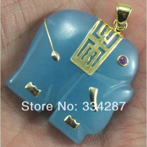 New listed blue jades elephant shaped women jewelry pendants necklaces