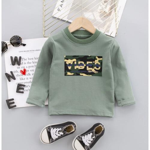 Autumn Baby Girls Boys T-shirts Kids Spring Clothes Camouflage Long Sleeve T-shirt Cartoon Print Clothing Costume Tops Tees