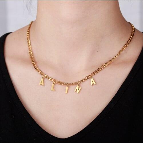 Personalized Initial Letter Choker Necklace Customized A-Z Stainless Steel Name Plate For Women Jewelry Gift